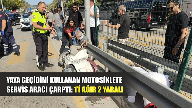 Yaya geçidini kullanan motosiklete servis aracı çarptı: 1'i ağır 2 yaralı