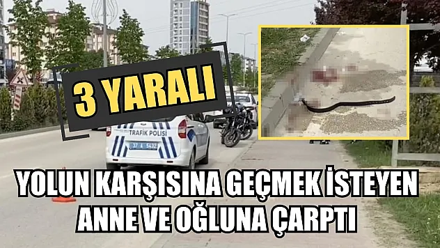 Yolun karşısına geçmek isteyen anne ve oğluna çarptı: 3 yaralı