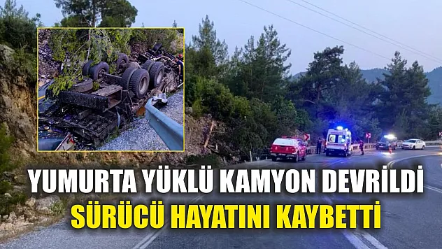 Yumurta yüklü kamyon devrildi: Sürücü hayatını kaybetti