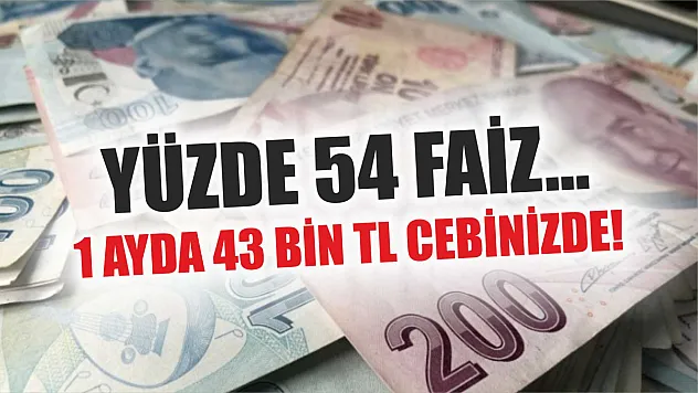 Yüzde 54 faiz… 1 ayda 43 bin TL cebinizde!