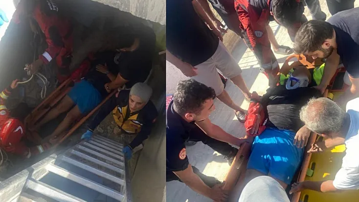 Bodrum’da 5 metre derinliğindeki havuz makine dairesine düşen kişi yaralandı