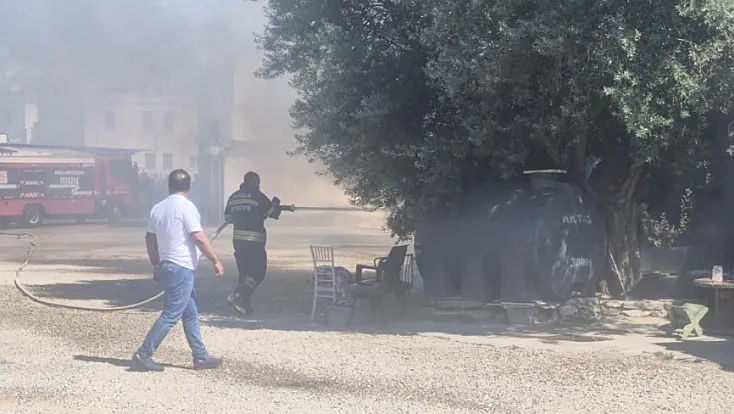 Bodrum'da personel lojmanında yangın
