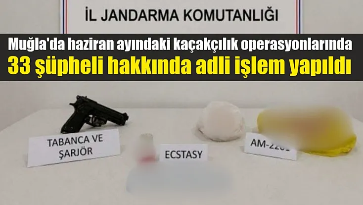 Muğla'da haziran ayındaki kaçakçılık operasyonlarında 33 şüpheli hakkında adli işlem yapıldı