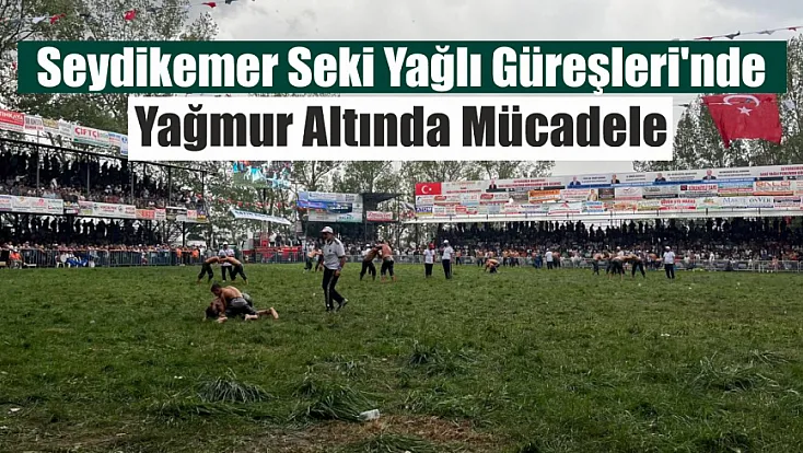Seydikemer Seki Yağlı Güreşleri'nde yağmur altında mücadele