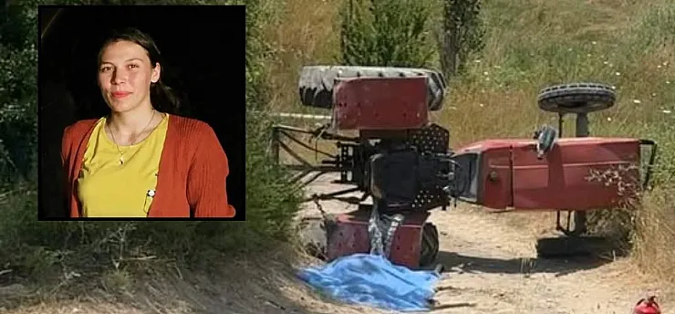 Devrilen traktörün üzerinden yola savrulan genç kadın hayatını kaybetti