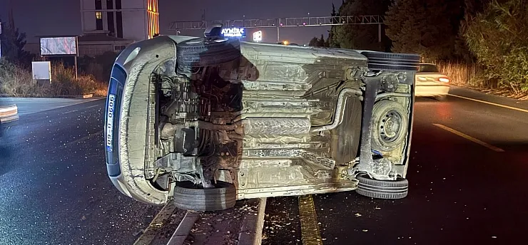 Domuza çarpmamak için manevra yaptı, takla attı