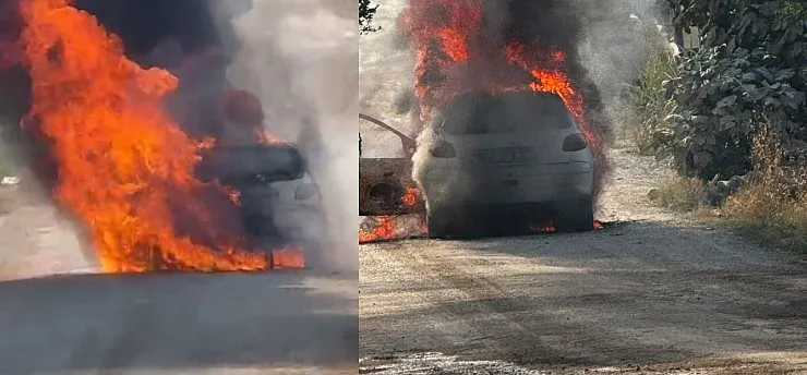 Seyir halindeki otomobil alev topuna döndü