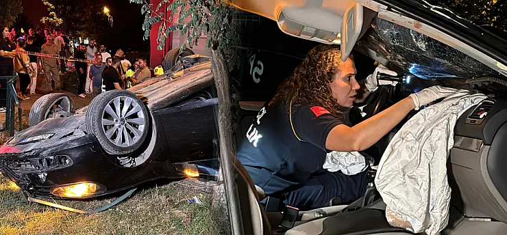 Takla atan otomobilde bir kişinin parmağı koptu, ekipler kopan parmağı bulmak için seferber oldu