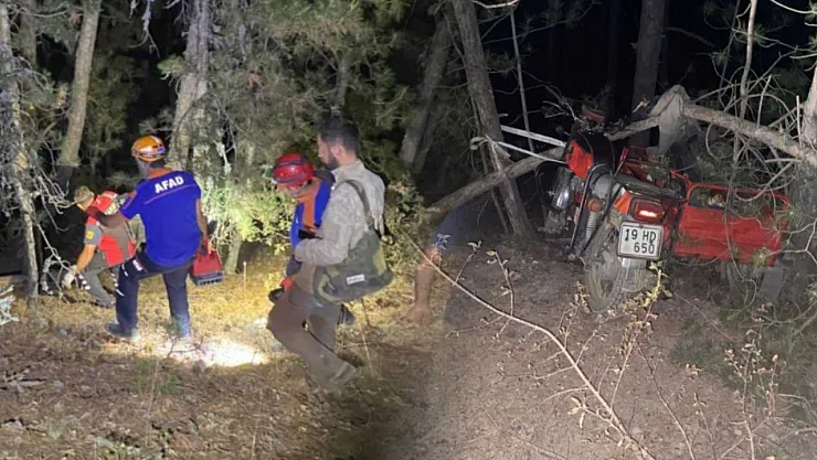 Motosikletle dere yatağına uçan baba ve oğlunu AFAD kurtardı