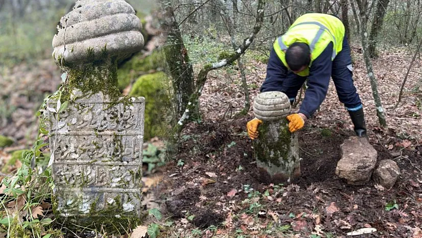 Asırlık Osmanlı mezarları yeniden ayağa kaldırıldı