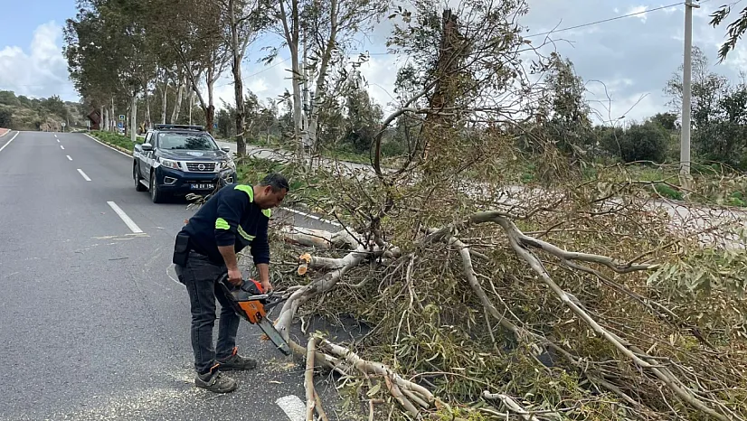 Bodrum Belediyesi ekiplerinden fırtına ve yağış mesaisi