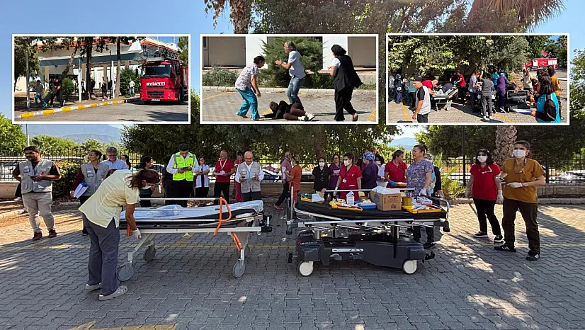 Fethiye Devlet Hastanesi'nde deprem tatbikatı: Otoparka sahra hastanesi kuruldu