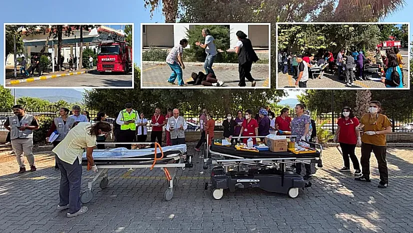 Fethiye Devlet Hastanesi'nde deprem tatbikatı: Otoparka sahra hastanesi kuruldu