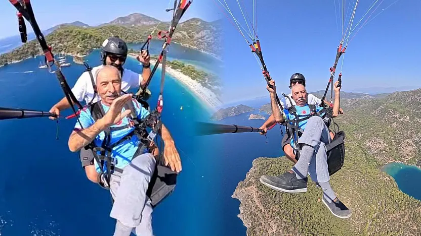 94 yaşındaki Yakup dede Babadağ'dan uçtu