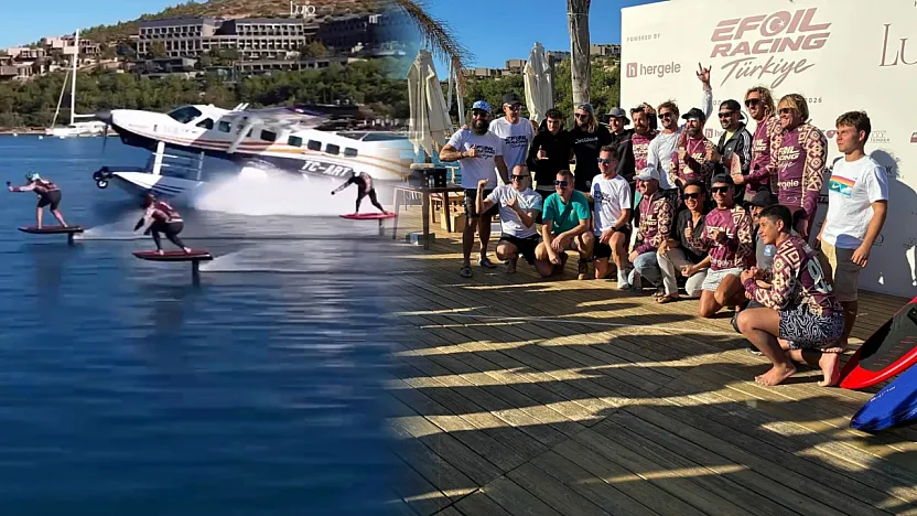 Bodrum'da 28 sporcu deniz üstünde uçakla yarıştı