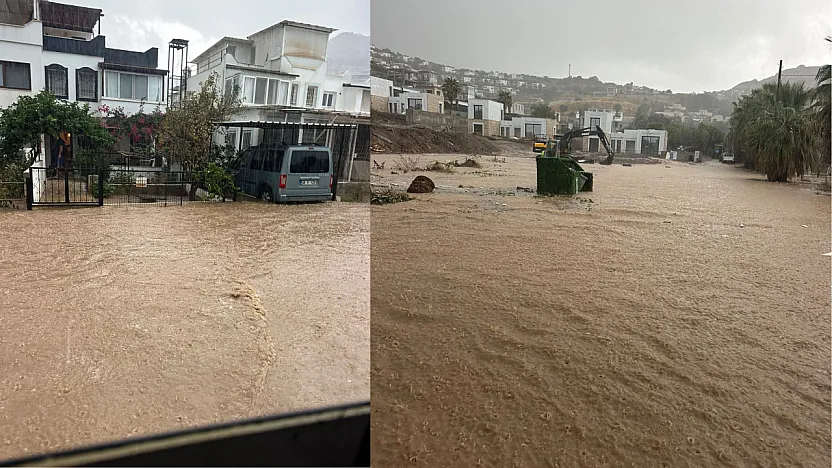 Bodrum'da sağanak yağış etkili oluyor