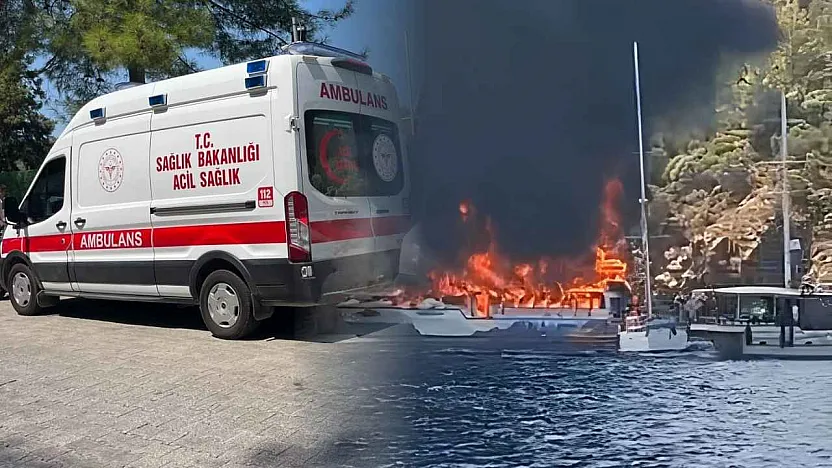 Fethiye açıklarında gezi teknesinde yangın çıktı, 115 kişi tahliye edildi