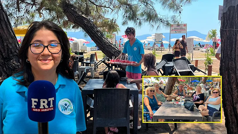 Fethiye Akmaz Halk Plajı'nda yaz sıcağına karşı serinleten ikram: Ücretsiz karpuz