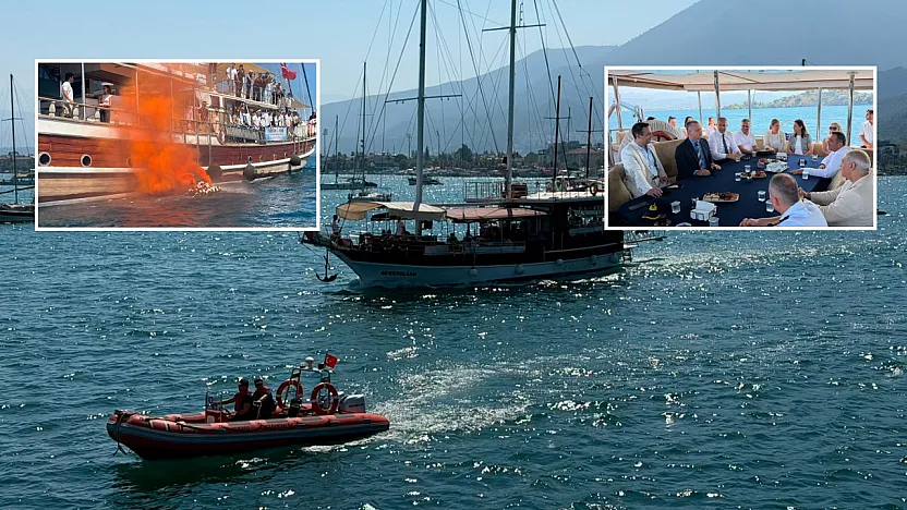 Fethiye'de deniz şehitleri için mavi sulara çelenk bırakıldı