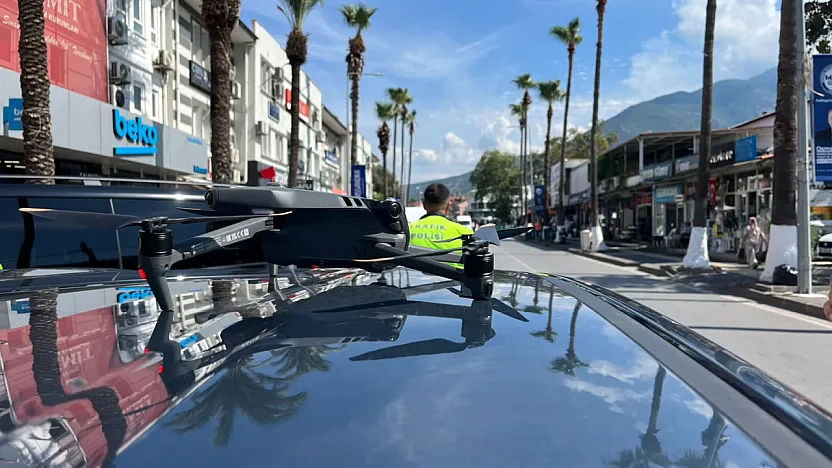 Fethiye'de dronlu kırmızı ışık denetimi