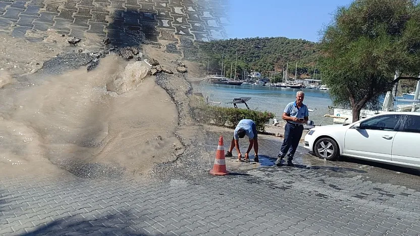 Fethiye'de şebeke suyu arızası yolda çökme riskine neden oldu