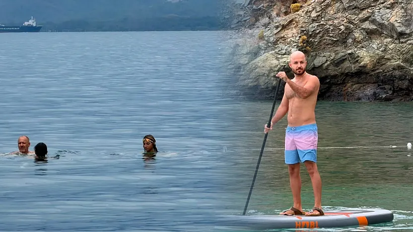 Fethiye'de yağmura rağmen deniz keyfi