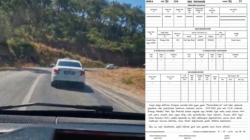 Marmaris'te araçtan ormana sigara izmariti atan şüpheliye adli işlem