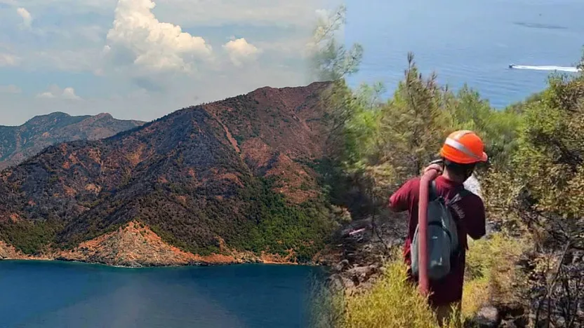 Marmaris'te yangın bölgesinde yeniden alevlenmelere karşı yoğun mesai