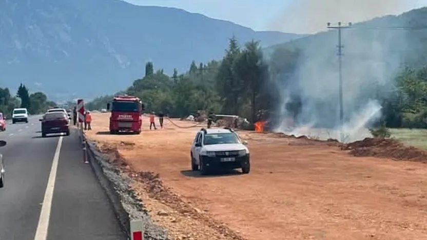 Menteşe'de otluk alanda çıkan yangın söndürüldü