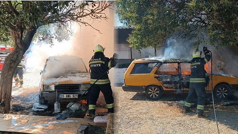Menteşe'de park halindeki otomobil alevlere teslim oldu