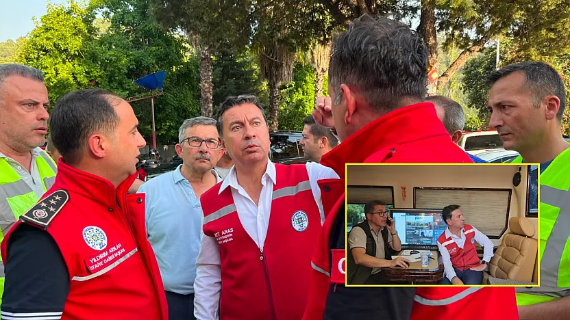 Muğla Büyükşehir Belediye Başkanı Aras yangın bölgesinde incelemelerde bulundu