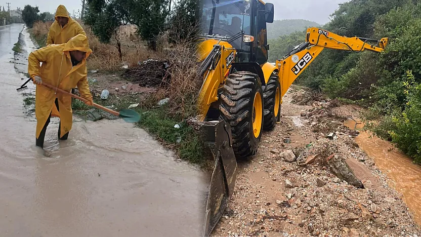 Muğla Büyükşehir Belediyesi ekipleri yağmur mesaisinde