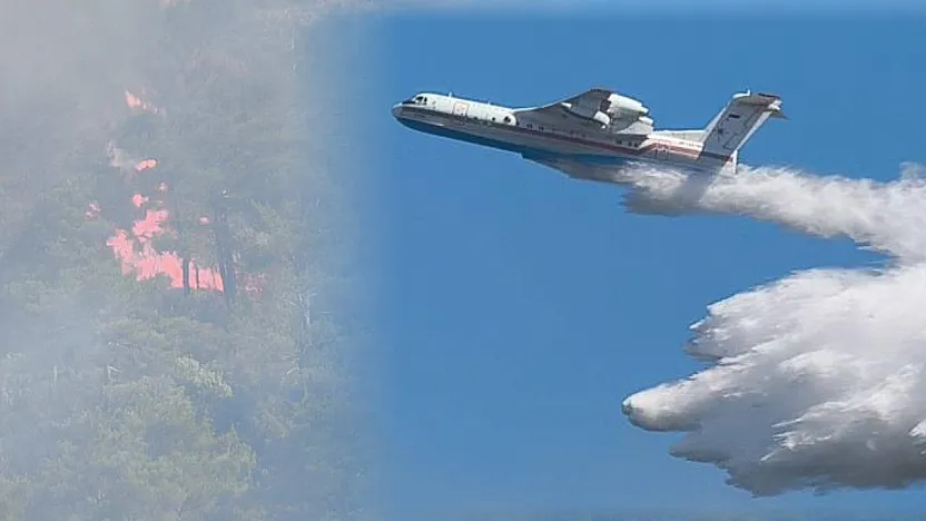Muğla'daki yangına 7 uçak, 15 helikopterle müdahale sürüyor