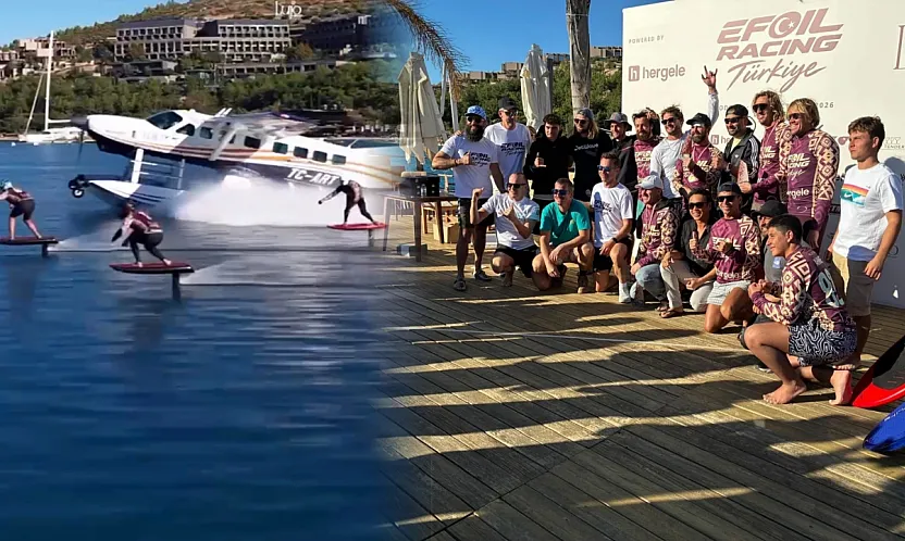 Bodrum'da 28 sporcu deniz üstünde uçakla yarıştı