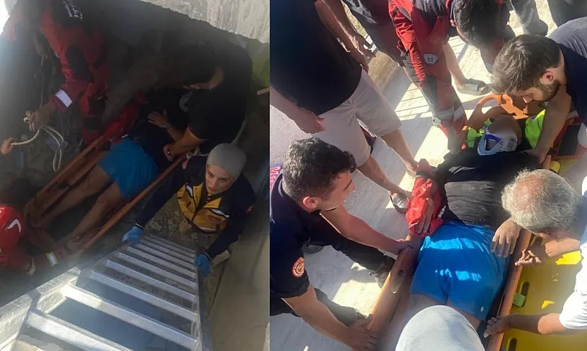Bodrum'da 5 metre derinliğindeki havuz makine dairesine düşen kişi yaralandı
