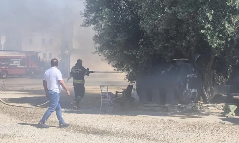 Bodrum'da personel lojmanında yangın