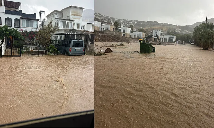Bodrum'da sağanak yağış etkili oluyor