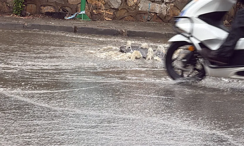 Bodrum'da sağanakla birlikte dereler taştı