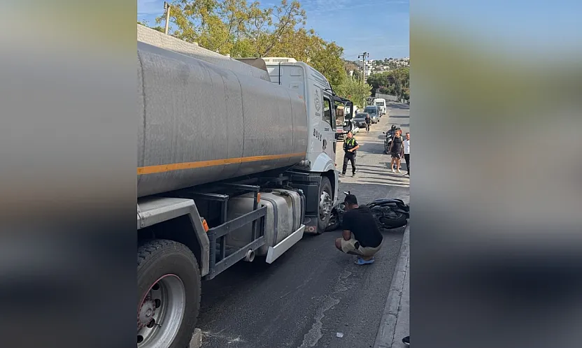Bodrum'da su tankerinin altında sıkışan motosiklet sürücüsü kurtarıldı