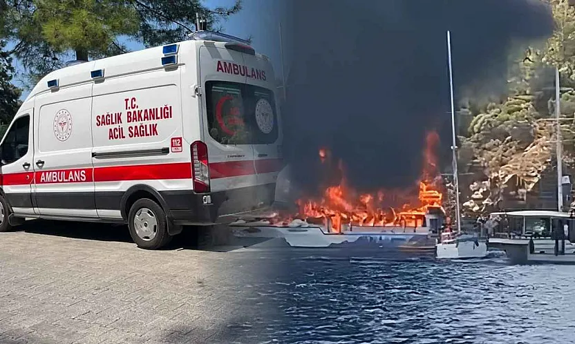 Fethiye açıklarında gezi teknesinde yangın çıktı, 115 kişi tahliye edildi