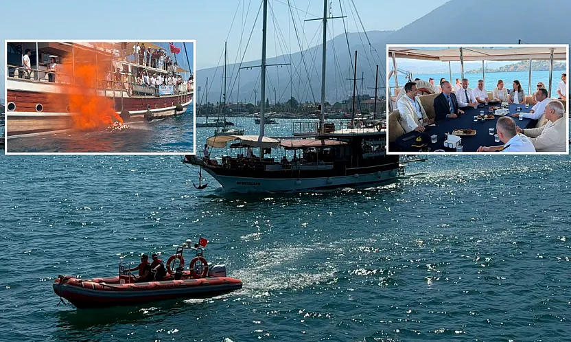 Fethiye'de deniz şehitleri için mavi sulara çelenk bırakıldı