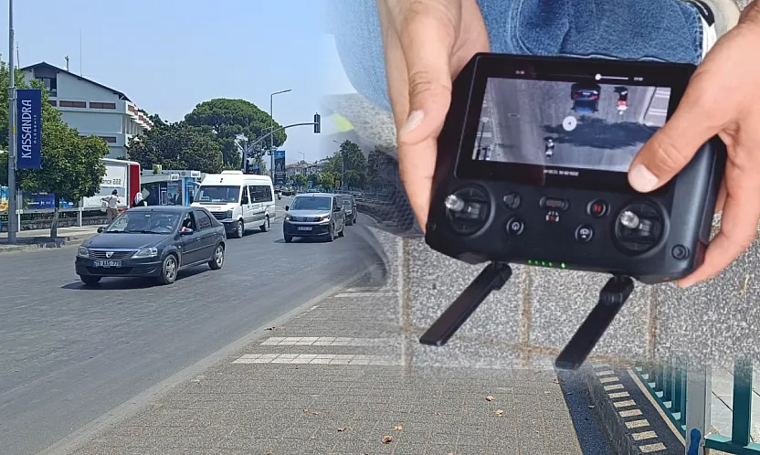 Fethiye'de dron destekli trafik denetimi
