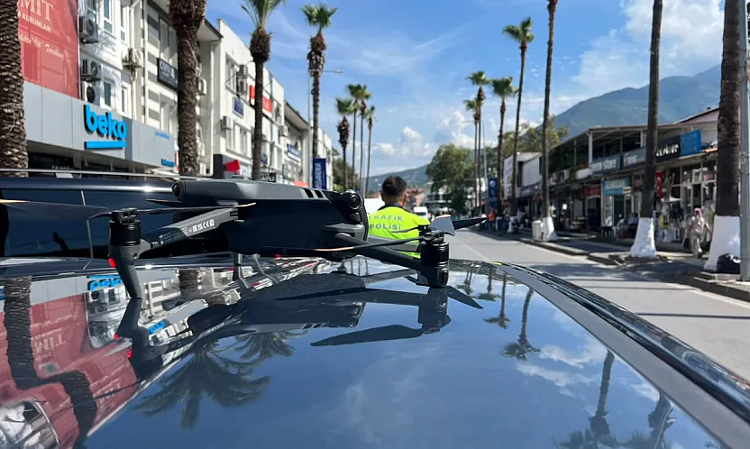 Fethiye'de dronlu kırmızı ışık denetimi