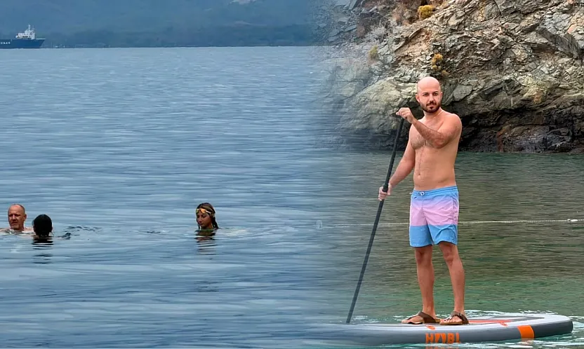 Fethiye'de yağmura rağmen deniz keyfi