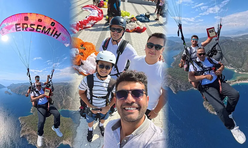 Fethiye'de Yamaç Paraşütü Pilotu Semih Er'e Plaket Takdimi