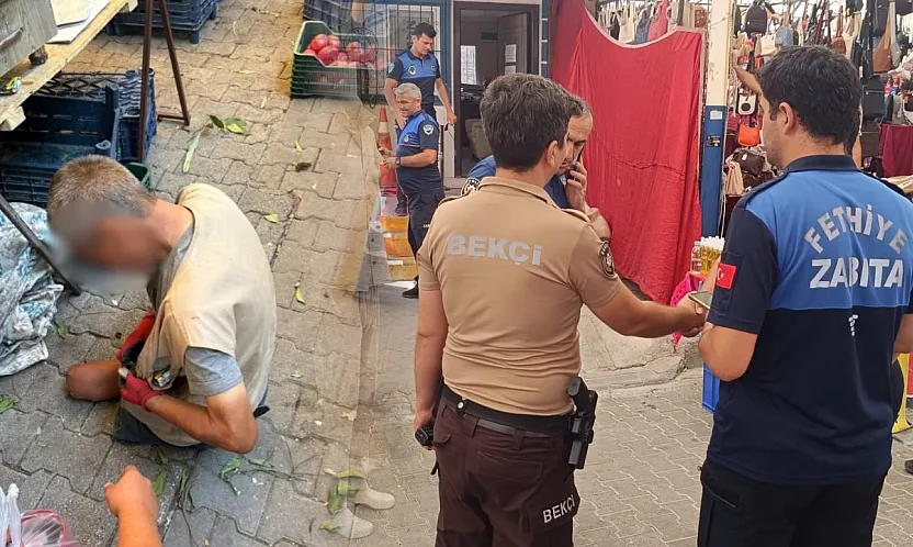 Fethiye'de zabıta denetimi: Dilencilik yapan 2 kişiye müdahale