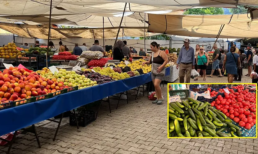 Fethiye Salı Pazarı'nda tezgahlar hareketli, vatandaşın gözü fiyatlarda