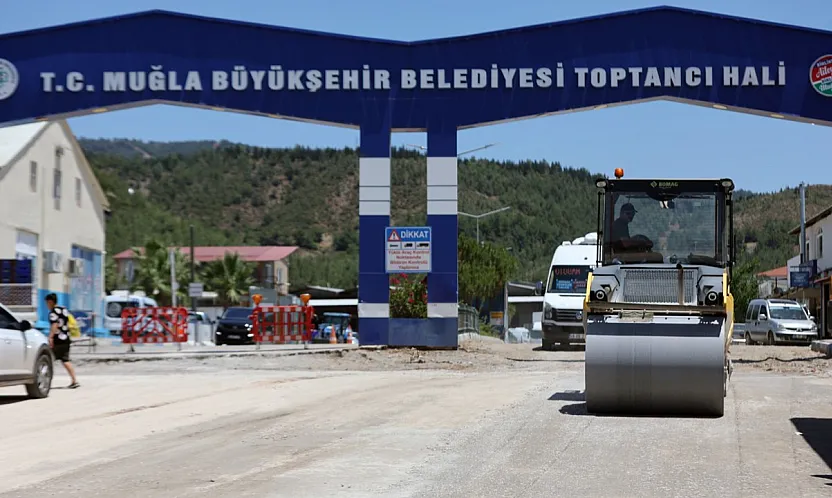 Fethiye toptancı hal bölgesinde yollar yenileniyor