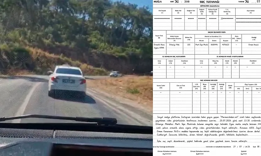 Marmaris'te araçtan ormana sigara izmariti atan şüpheliye adli işlem