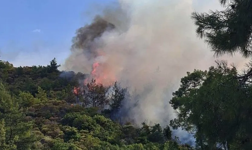 Marmaris'te yıldırım kaynaklı orman yangını